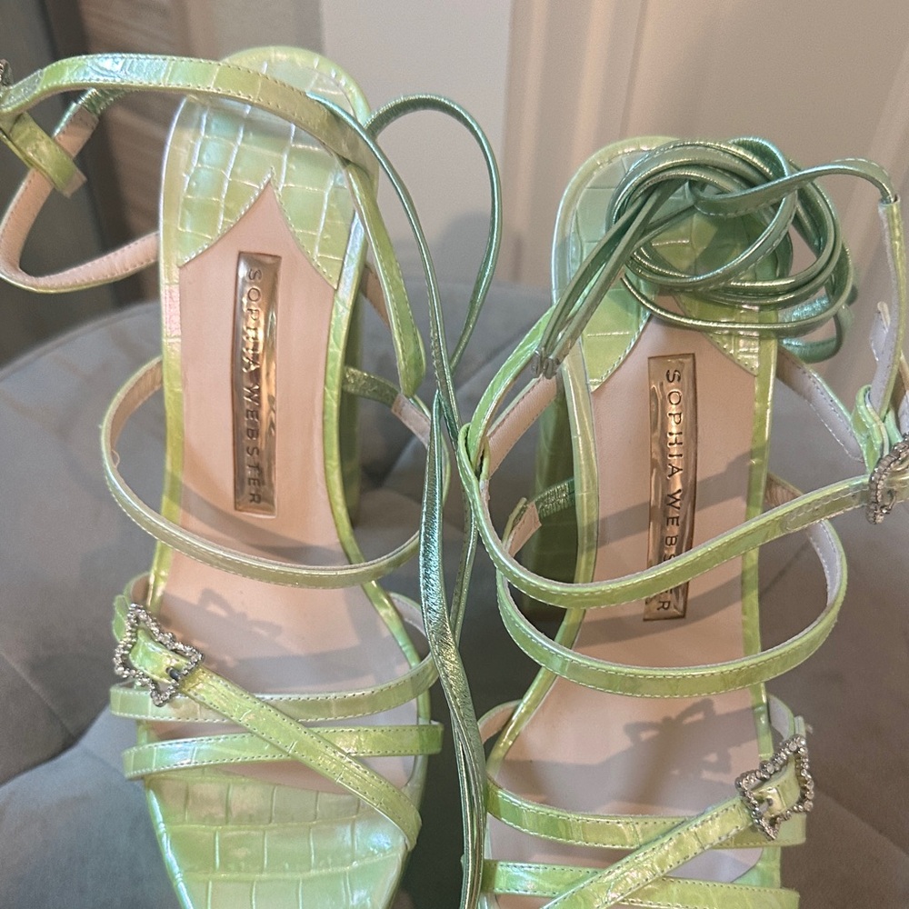 Sophia Webster Lime Green Strappy Heels